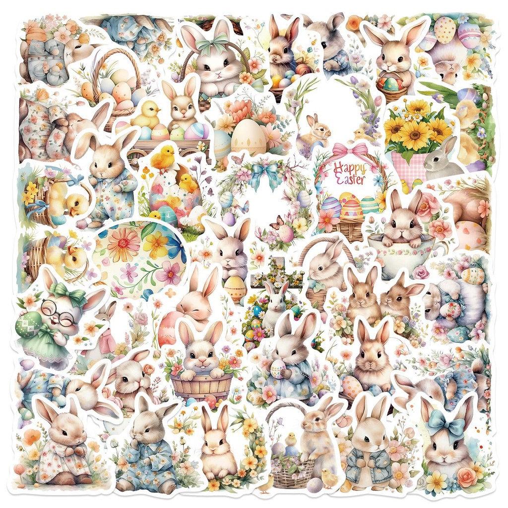 

10/30/50pcs Cute Easter Stickers Cartoon Rabbit Decals Party Decoration DIY Fridge Suitcase Skateboard Phone Notebook Kids Toys
