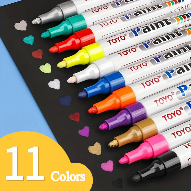 

【Dotding】1 Set 12 Pcs Spidol Permanen Terbaik Spidol Ban Mobil Motor Spidol Ban Nat Keramik Ori Import Permanent Marker TOYO Original H132