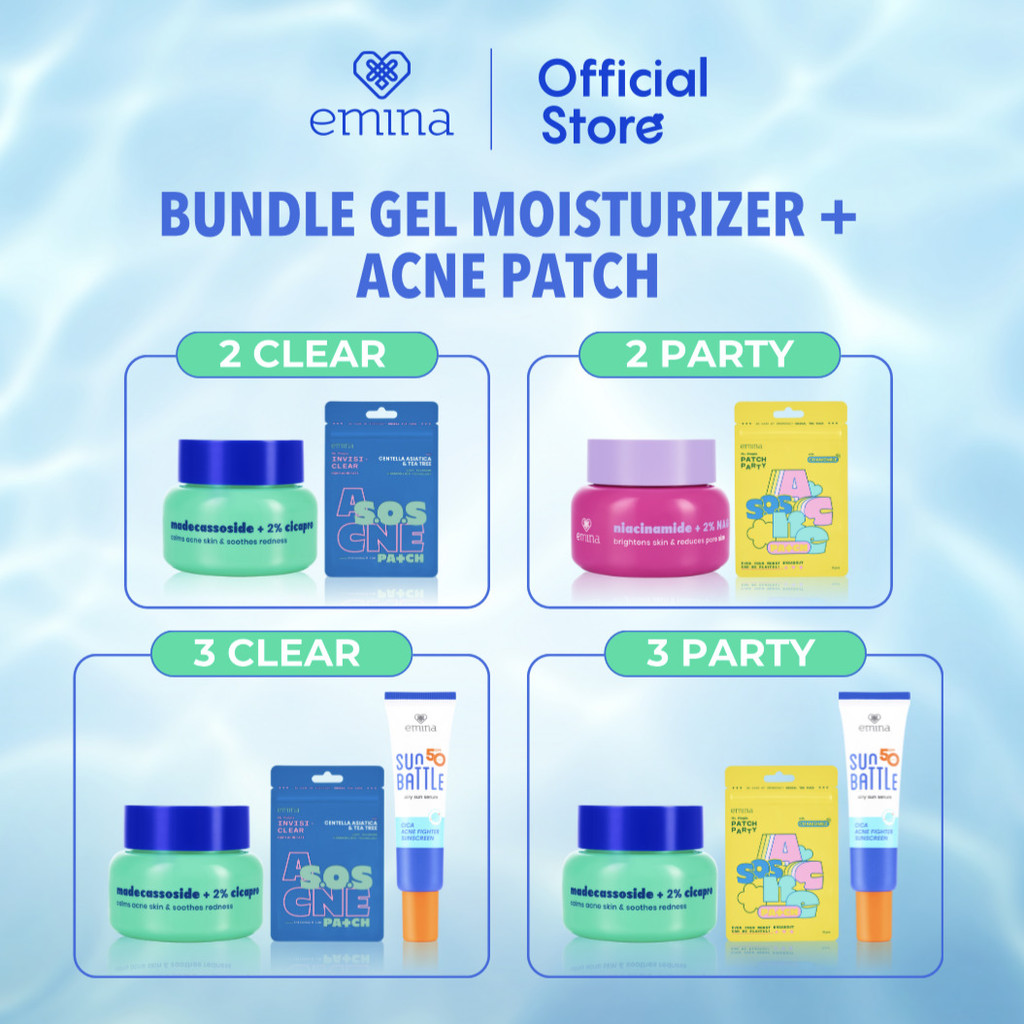 Emina Bundle Gel Moisturizer + Acne Patch - Bundle Moisturizer Gel, Pimple Pacth Acne Spot Treatment