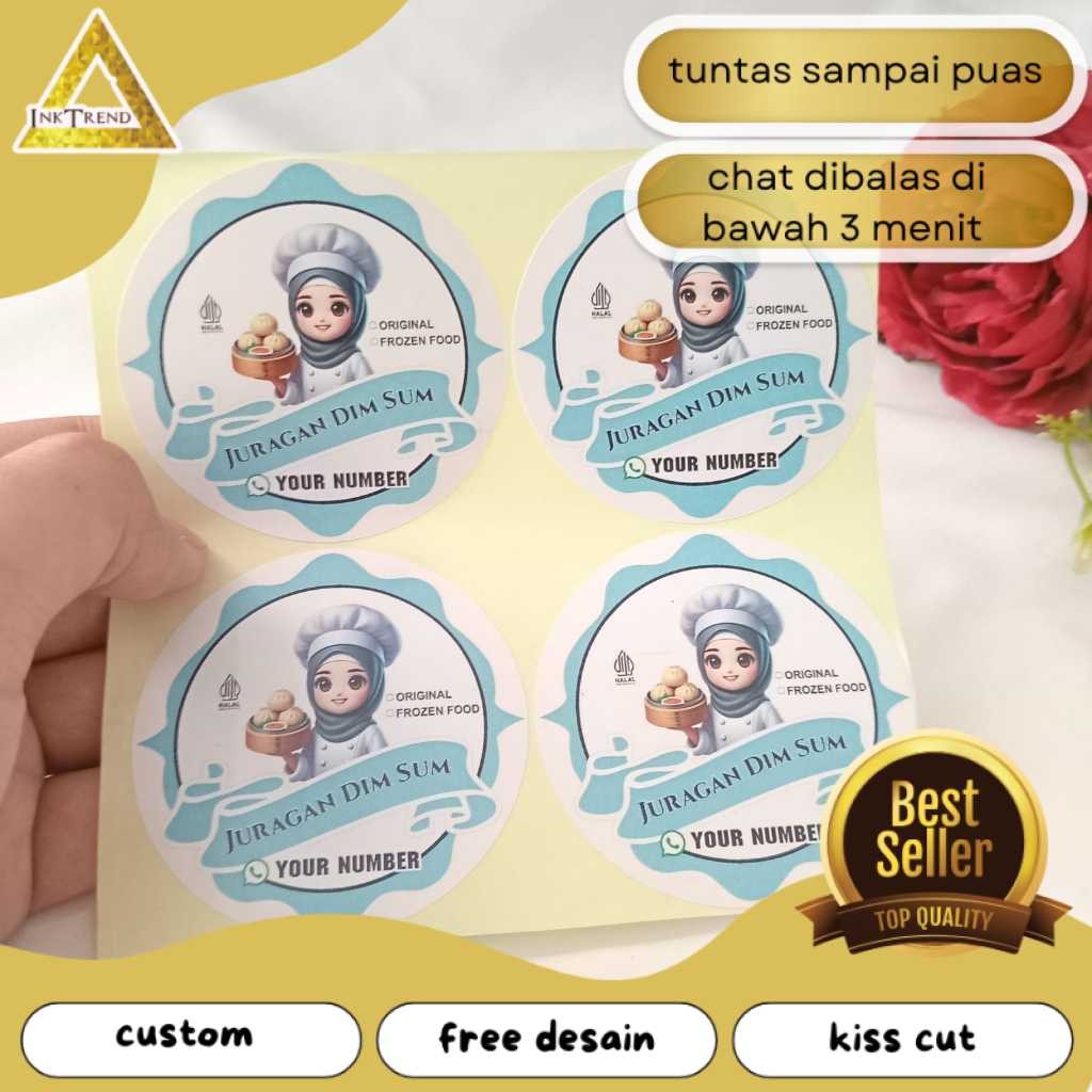 

INKA 5-8 Stiker Label Dimsum Bentuk Bulat Sticker Chromo Dim Sum Free Desain Custom Uk.Sedang