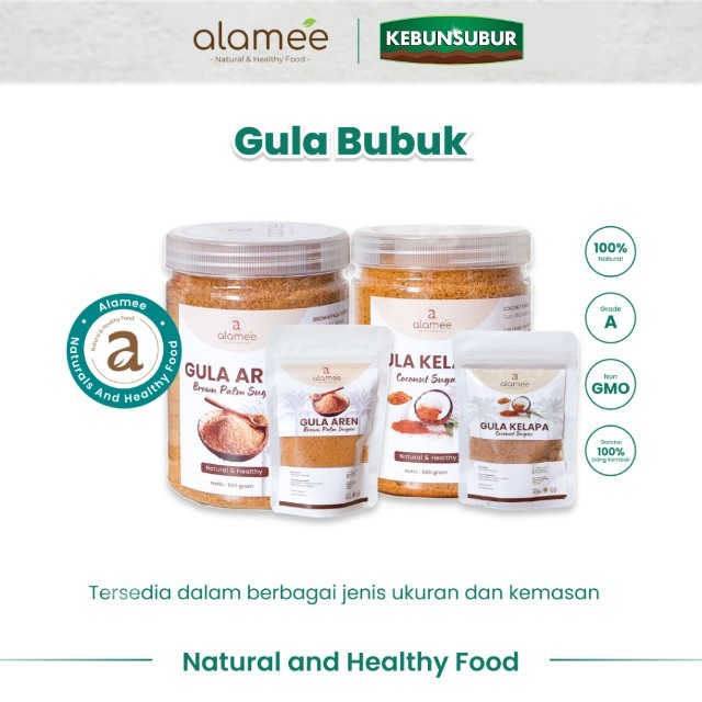 

alamee gula bubuk murni gula aren gula kelapa alami murni tanpa bahan tambahan kebunsubur Kebunsubur