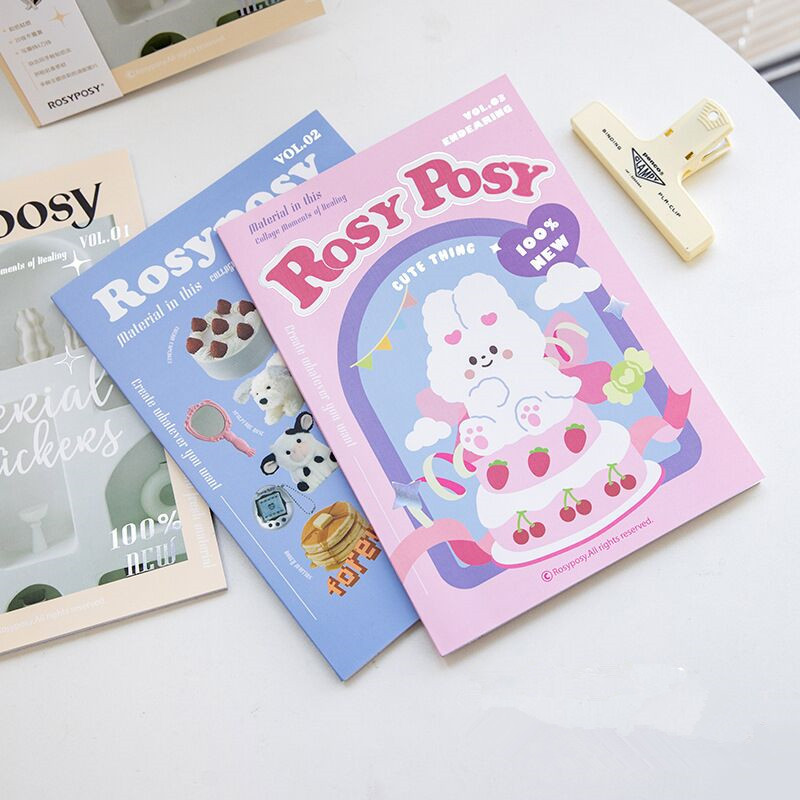 

MINKYS Kawaii Magazine Sticker Book Washi Paper Journal DIY Material Decoration Stickers Memo Pad Scrapbooking Ins Stationery