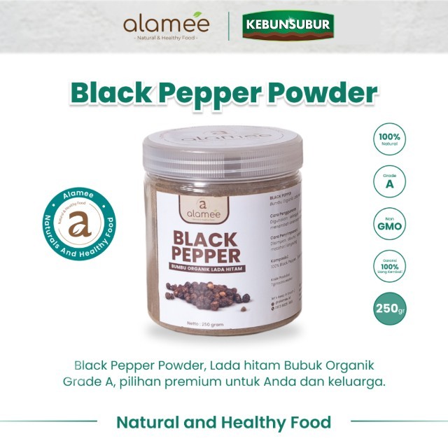

ALAMEE Black Pepper Powder Bubuk Lada Hitam Bumbu Dapur Instan Blackpepper 300 Gram Organik Kebunsubur
