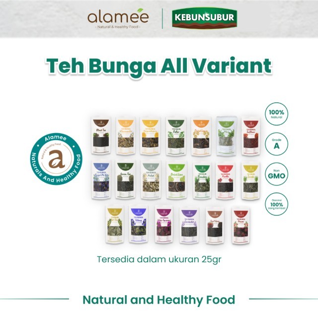 

ALAMEE Teh Chamomile Tea 25gr Bunga Jati Cina Daun Kelor Green Tea Senna Leaf Flower Organik kebunsubur Kebunsubur
