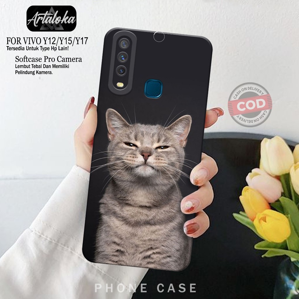Softcase Hp Vivo Y12/Y15/Y17 Fashion Case Kucing Case Vivo Y12/Y15/Y17 Silikon TPU Pro Camera Casing