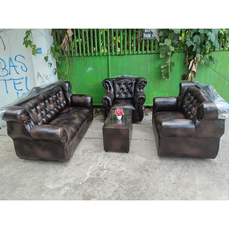 SOFA RUANG TAMU TIGER  321 bahan full kalep tersedia merah, hitam, coklat SOFA RUANG TAMU INTERIOR R