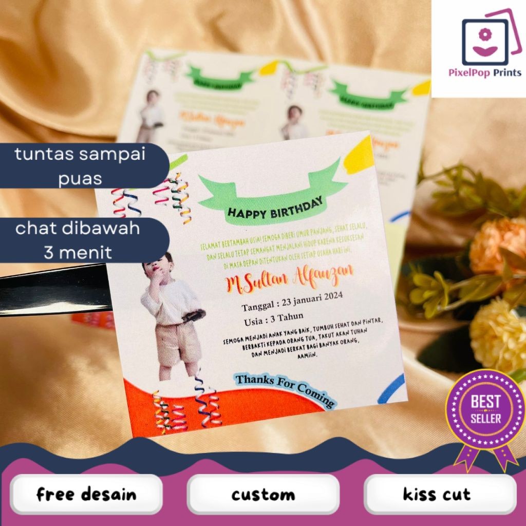 

Opikapip Print Stiker Ultah Anak Ulang Tahun Label Bentuk Kotak Sticker Ulang Taun Balita Uk.Kecil