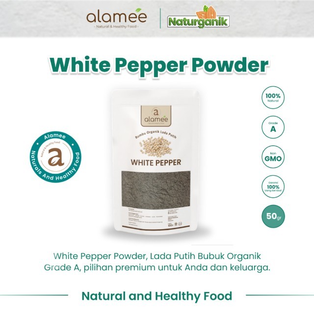 

ALAMEE White Pepper Powder Lada Putih Bubuk Merica Whitepepper Bumbu Dapur Instan 50 gram Organik Naturganik