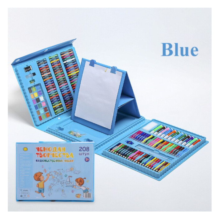 

[New Collection] Krayon Set Pensil Warna Alat Mewarnai Anak Crayon Set 208 Pcs - Biru