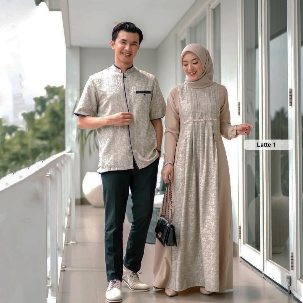 AZKANA BATIK - Couple Gamis Syari Ameena Gamis Lebaran 2025 Syari Modern Dress Couple Lebaran Premiu