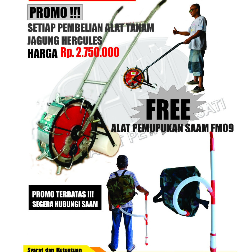 Paket Hemat Mesin Alat Tanam Jagung HERCULES DENGAN RODA Dan Alat Pemupukan SAAM FM09