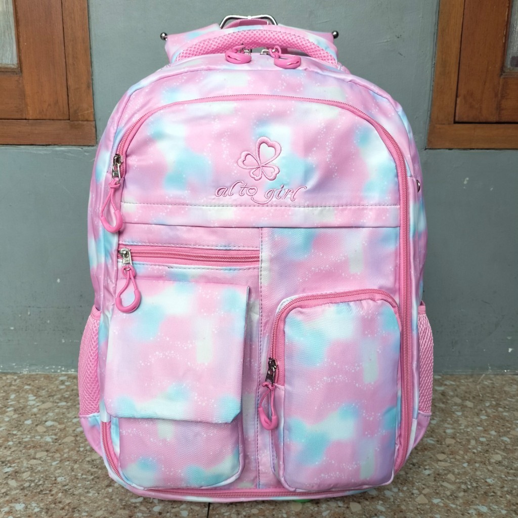 Akap Colection - Tas Ransel Backpack Sekolah Anak Perempuan Alto Girl Original Model Kulkas Rainbow 