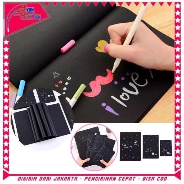 

AS Buku Tulis Warna Hitam Isi 28 Lembar Buku Catatan Kertas Hitam Ukuran A6 A5 B5 Black Paper Plain Notebook DIY Scrapbook Agenda Foto Diary Kreatif