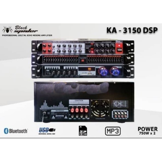 Amplifier Karaoke Black Spider KA-3150 DSP 3 in 1 power 750w x 2 original