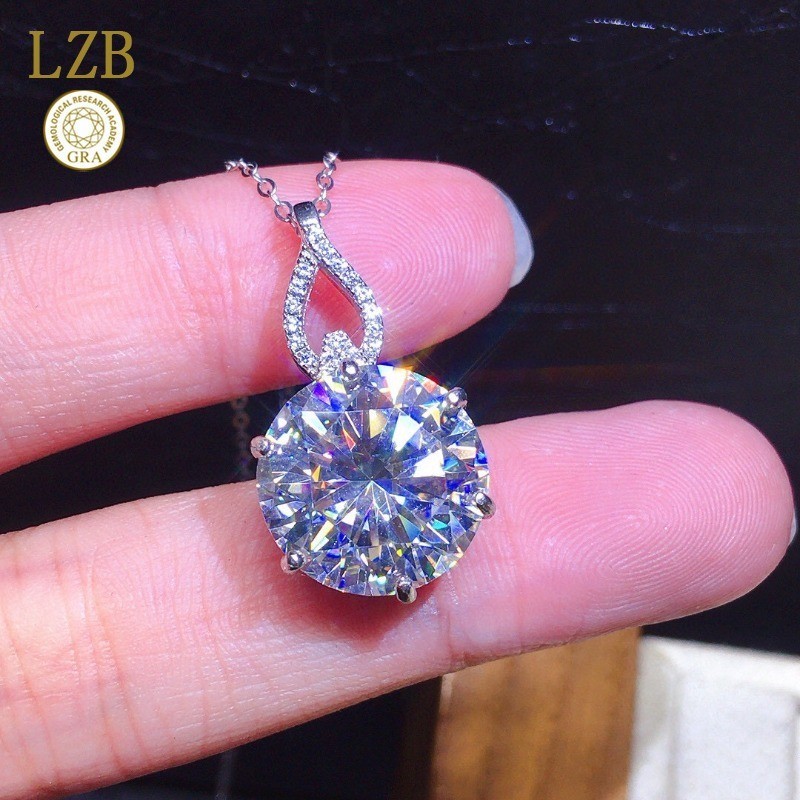Kalung Wanita Liontin Bulat Gaya Pt950 Moissanite 5 Karat Gra Sertifikat