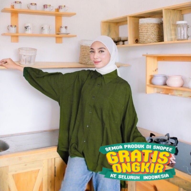 Blouse Atasan Oversize Kemeja Ld 145 / Kemeja Atasan Wanita Super Jumbo 5XL Ld 145 BB 120 Kg/ Produk