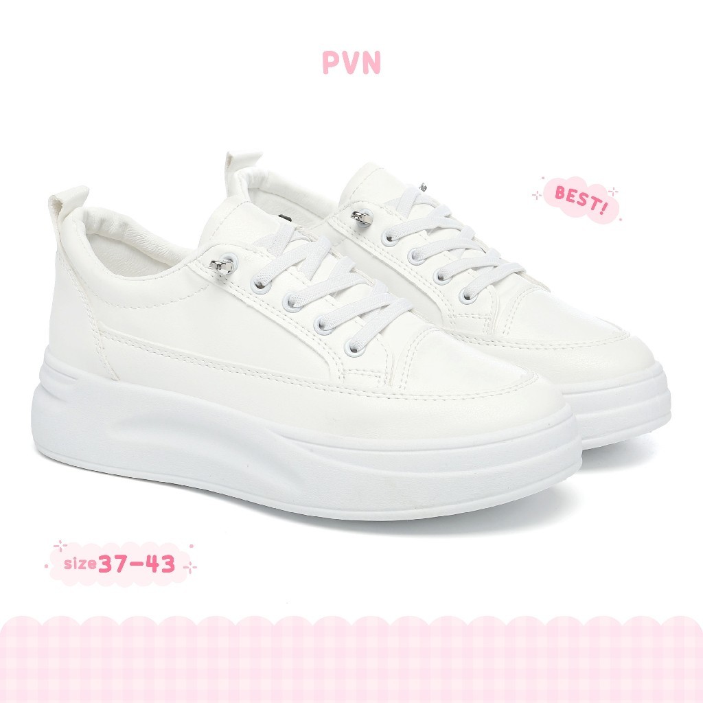 Original PVN Soodam Sepatu Sneakers Sport Kets Putih Hitam Wanita Kasual White 180