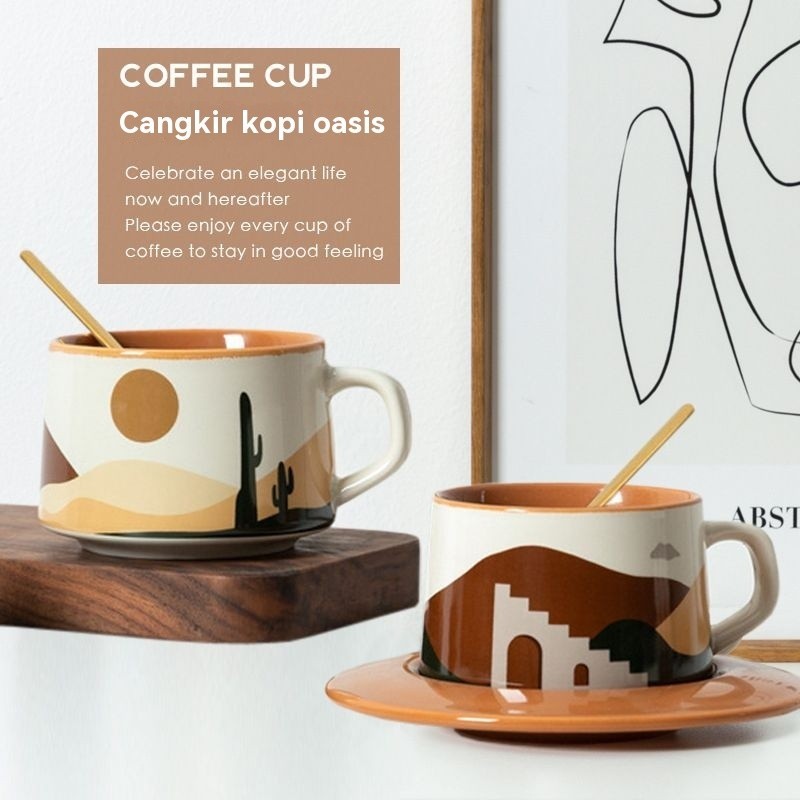 Cangkir Kopi Keramik Ins Morandi Seni Ceramic Mug Gelas Kopi Aesthetic 1 Set 250ml