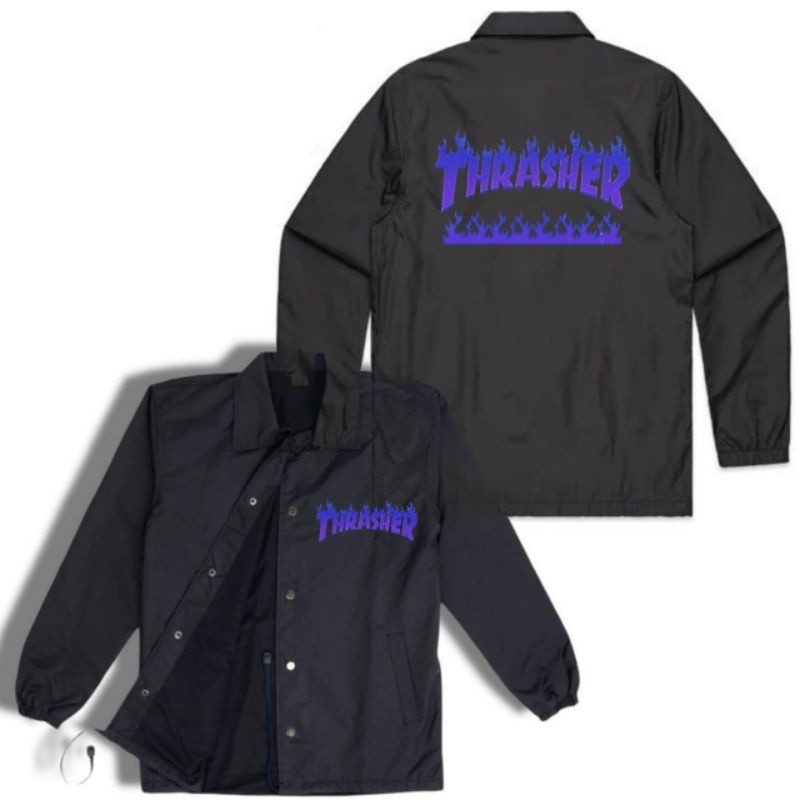 Coach jaket THRASHER jacket DISTRO vintage windbreakers parasut waterproof taslan polos hitam windbr