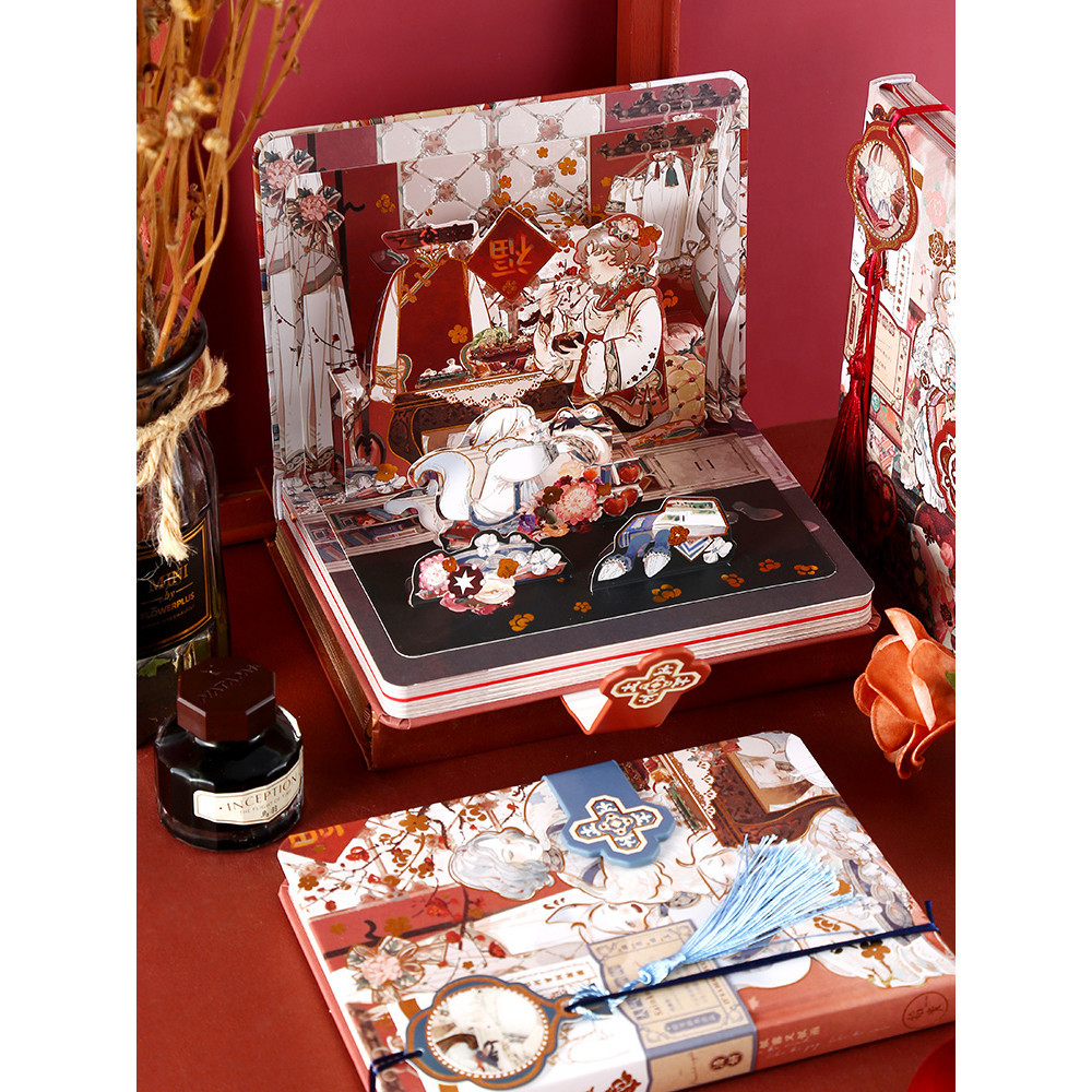 

Picking up the light, ancient style, three-dimensional hand ledger, Chinese style, color, magnetic buckle, student diary, high-value literary notebook