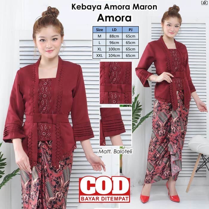 

Promo Atasan Kebaya Encim Kutu Baru Amora Aplikasi Mote COD - Putih, S