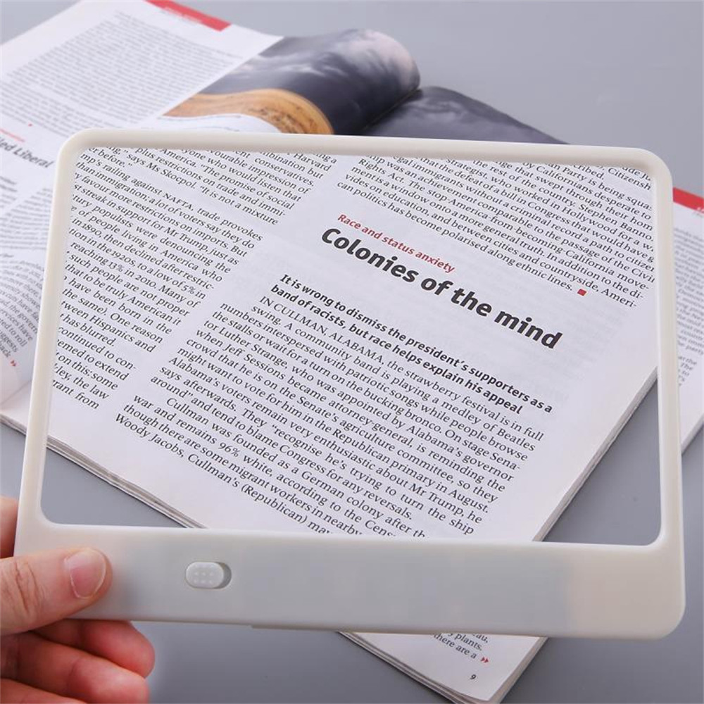 

3X Reading Magnifier Large Full Page Magnifying Sheet with LED Lights Lightweight For Books Kids Seniors Reading