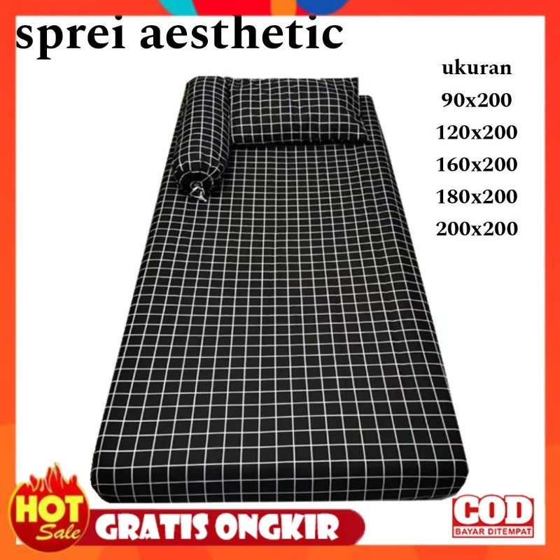 KAIN HALUS ADEM LEMBUT TEBAL / SPREI KOTAK AESTETIK / sprei kotak kotak / sprei kotak hitam / sprei 