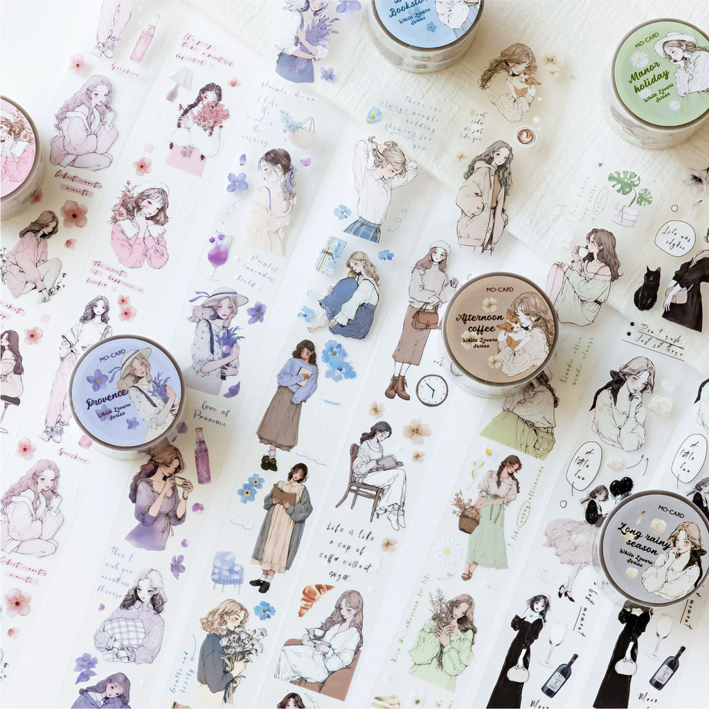 

[HARU] White Lovers Series Sticker Roll Journaling Kit Journal Scrapbook Masking Tape