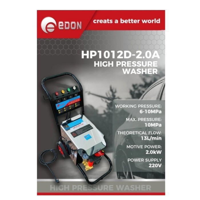 High Pressure Washer Jet Cleaner EDON Hp1012 2.0A HP 1012 D Mesin Steam Listrik 100 Bar