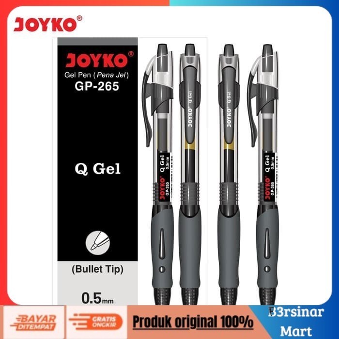 

[[KUALITAS TERBAIK]] Gel Pen Pulpen Pena Joyko GP265 Q Gel 0.5 mm 1 Box 12 Pcs Hitam COD