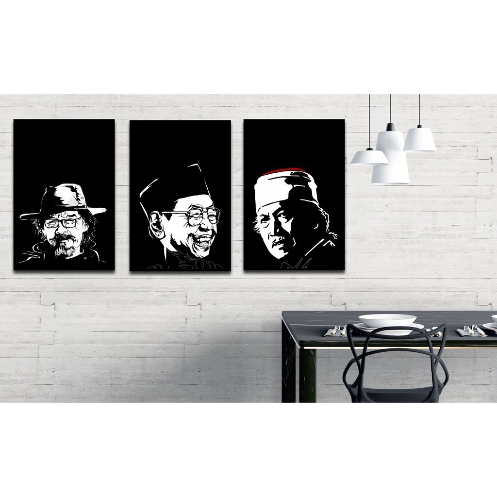 HIASAN DINDING TOKOH KAMAR DEKORASI RUMAH WALL DECOR PAJANGAN GUS DUR SUJIWO TEJO CAK NUN KOLAM DECO