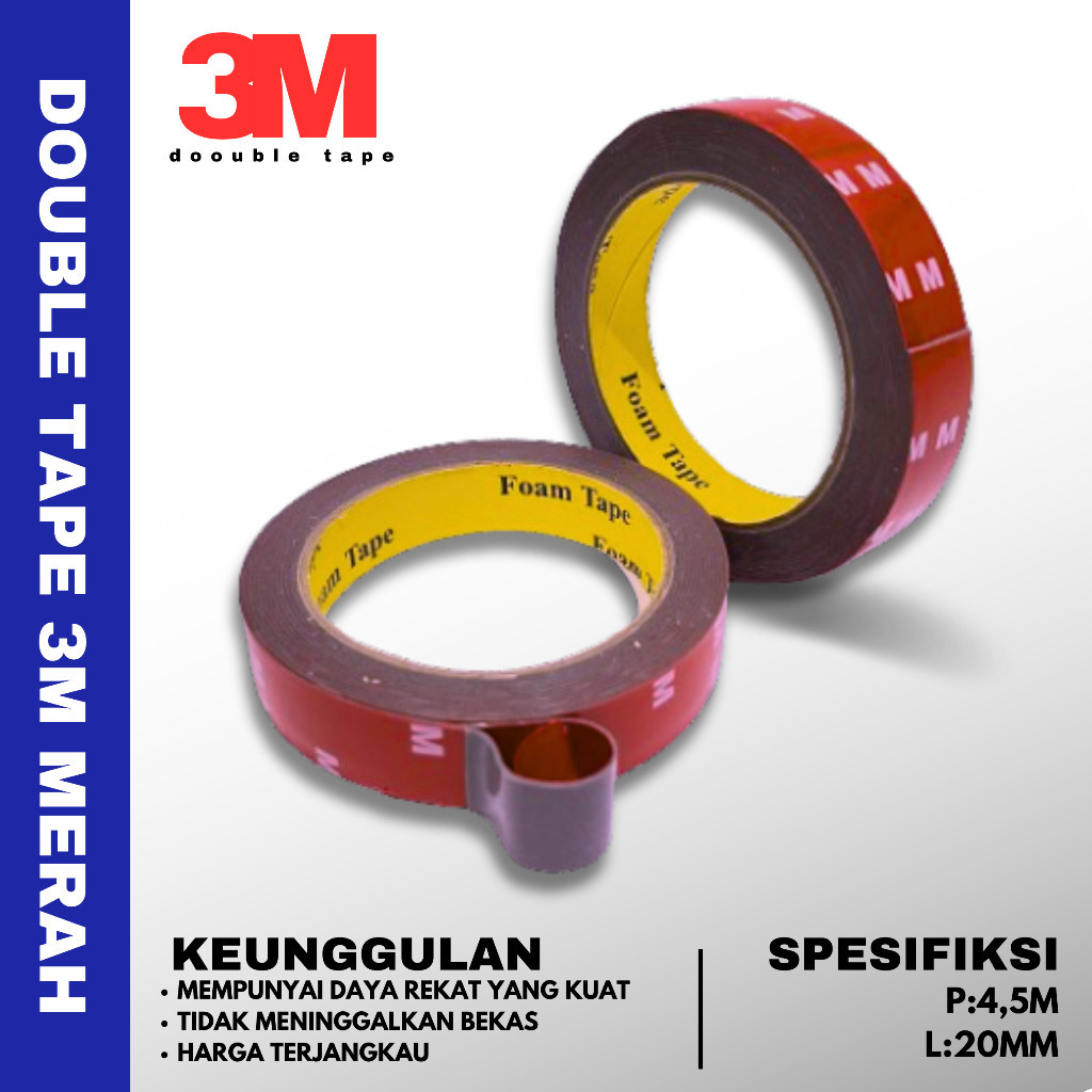 

Double tape 3m 20mm x 4,5mtr Merah