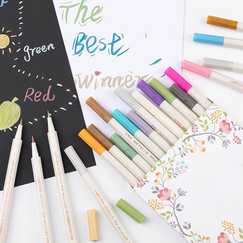 

Brush Pen Spidol Warna Pena Kuas Metalik Kaligrafi Alat Tulis Sekolah barang aesthetic