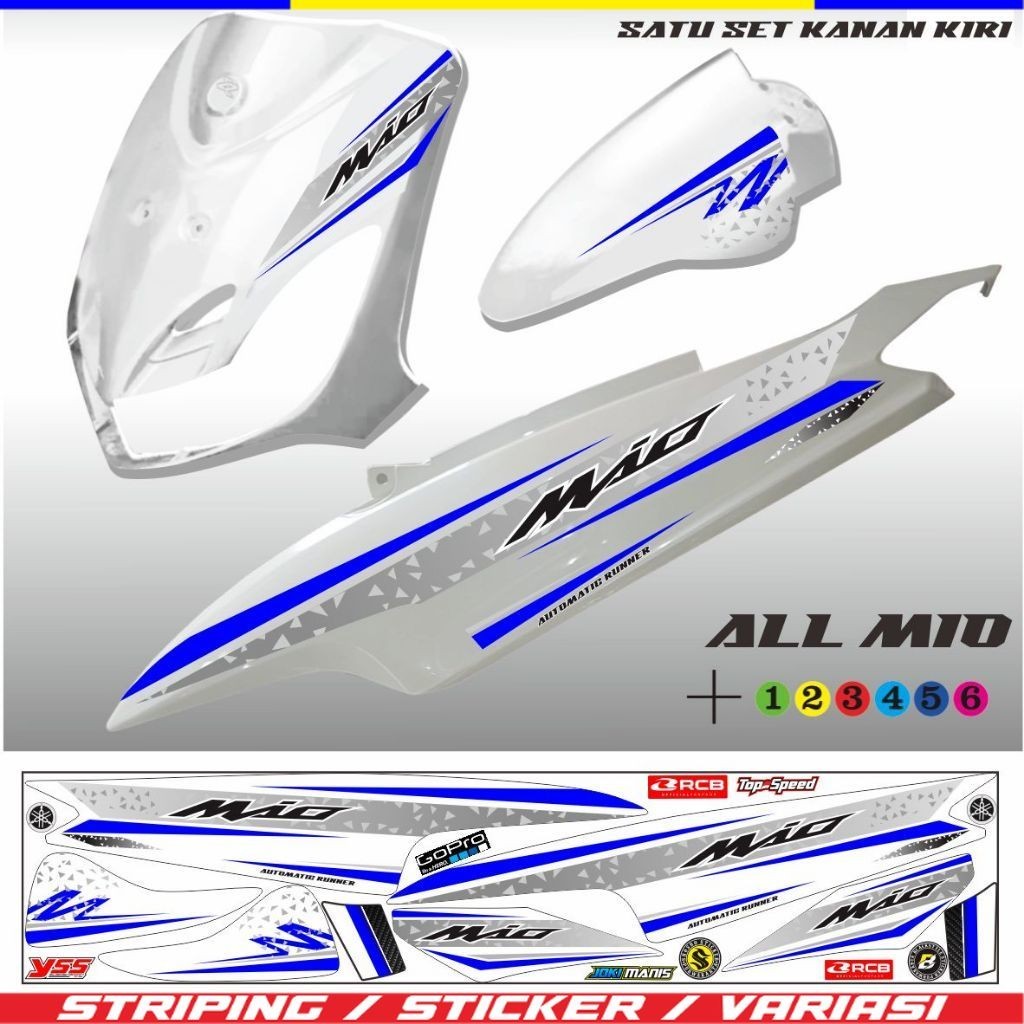 VARIASI STIKER LIS MIO OLD / STRIPING VARIASI MOTOR MIO SPORTY  PUTIH VARIASI/ MIO SMILE STIKER SETR