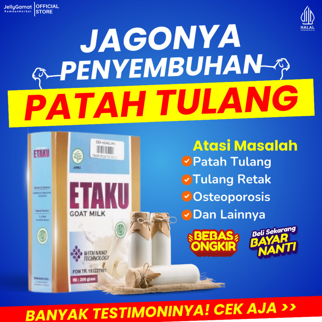 

Flashsale Etaku Disc 1 Box 45% Susu Kambing Pengobatan Patah Tulang Penyembuhan Patah Tulang Penyambung Memperkuat Tulang dan Sendi Terbukti Bertestimoni Etaku Goat Milk 200gr Original