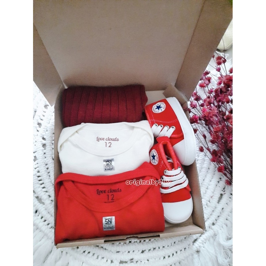 

(NEW) -Hampers Bayi | Newborn Baby Gift Set Unisex| Kado Lahiran Bayi Waffle - MERAH-PUTIH
