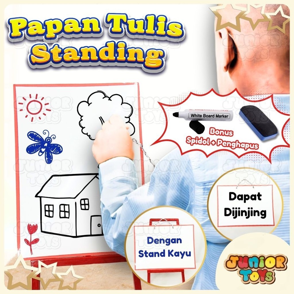

Papan Tulis Whiteboard Standing Anak Belajar Menggambar Bonus Spidol Penghapus