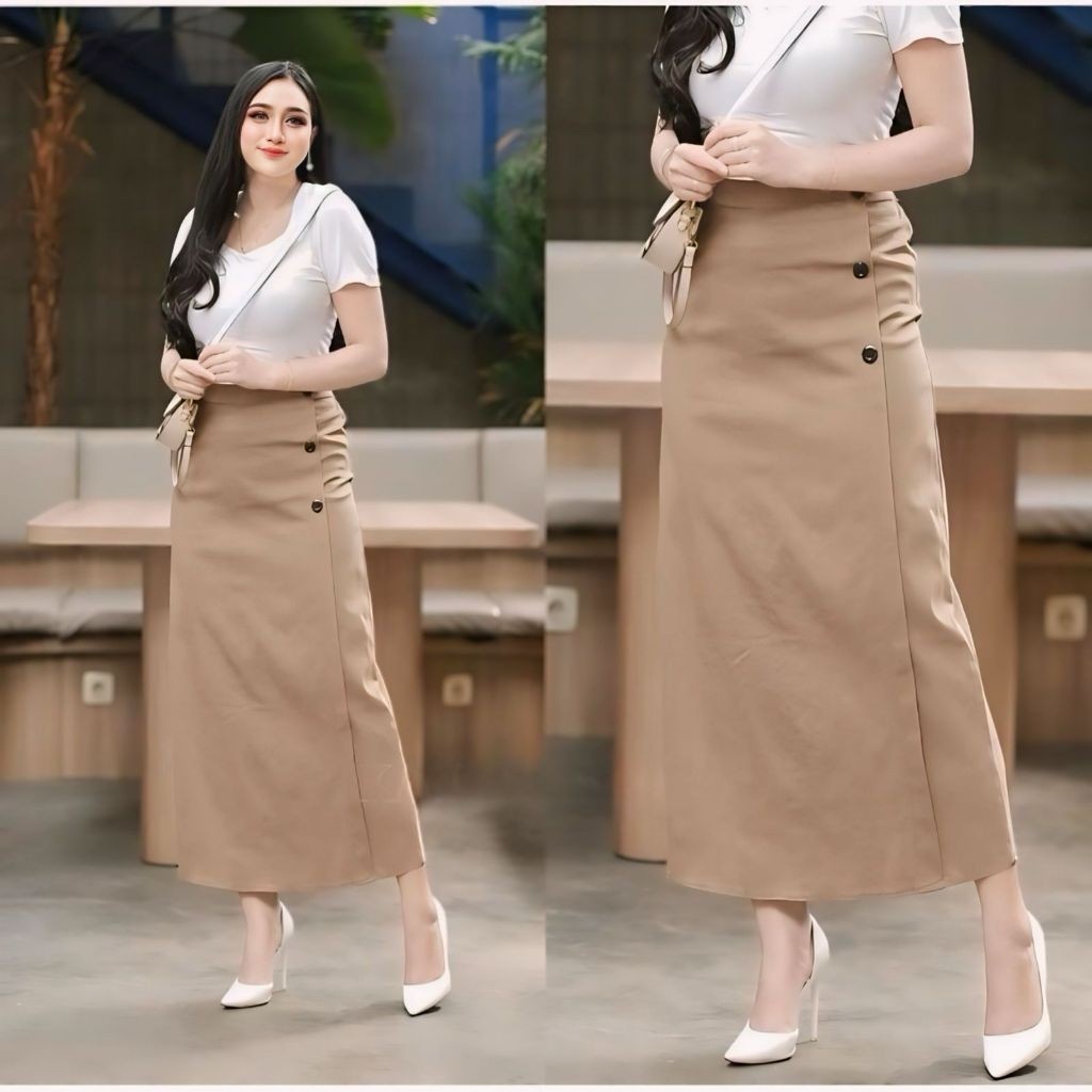 Luna Skirt import | Rok Panjang Bengalin Wanita | Semi A-Line Terbaru