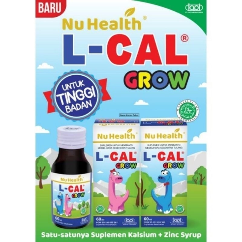[FREE BUBBLEWRAP] Nu Health L-Cal Grow Syrup LCAL Grow kalsium Tulang Vitamin D Zinc Vitamin Peningg