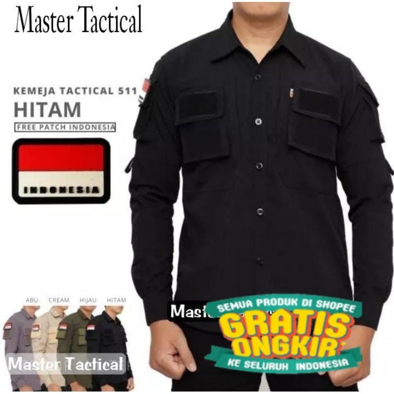 BAJU TACTICAL LENGAN PANJANG BAHAN PREMIUM - FREE PATCH INDONESIA/ jumbo big size besar