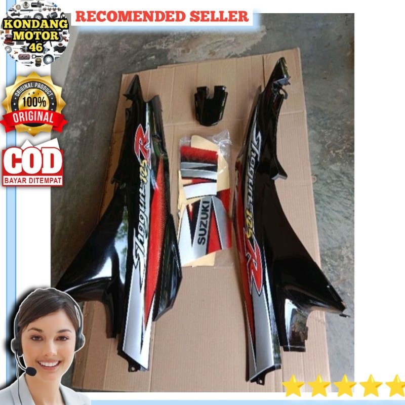 Cover Body Shogun 125 R warna hitam plus sticker