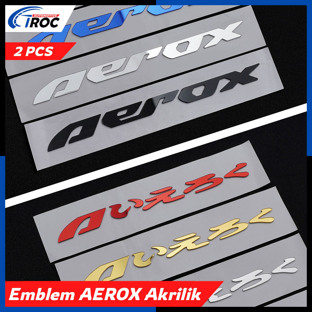 Emblem Aerox TIMBUL 3D Original Sticker Aerox Jepang New Old Tulisan Aerox Timbul 3D Mirror Mengkila