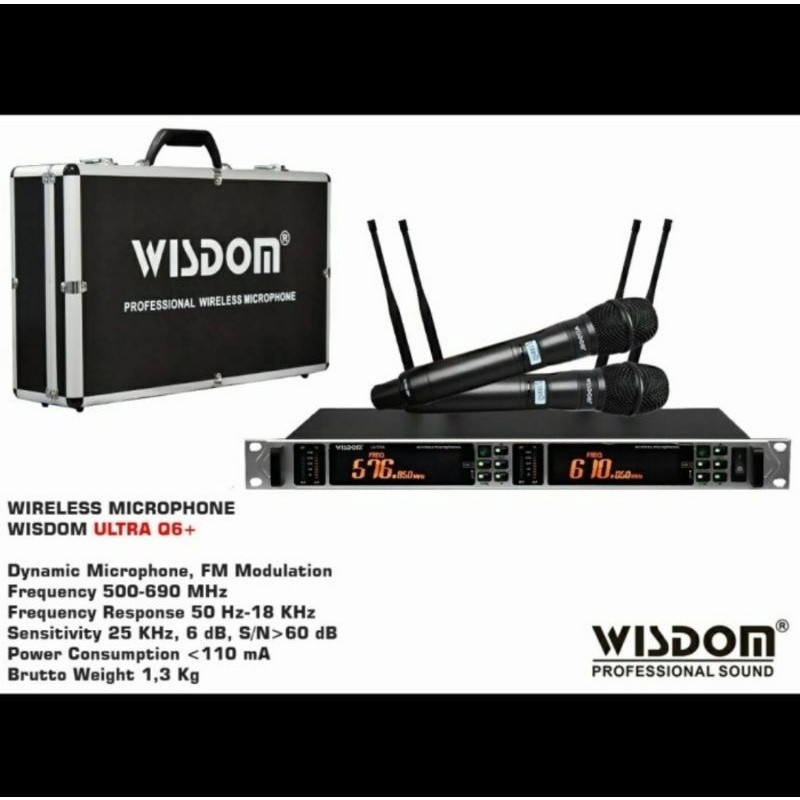 MICROPHONE WIRELESS WISDOM Q6+ HH HITAM MIC WIRELESS WISDOM ULTRA Q6+ ( HANDHELD )