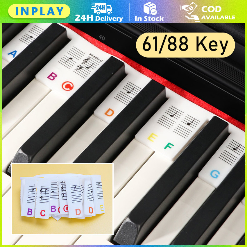 61/88 Key Silicone Sticker Tuts Piano / Keyboard Putih Reuseable / Stiker Label Sticker Tuts Nada Ke