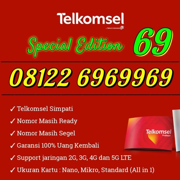 Special Edition Nomor Cantik Telkomsel Simpati 08122 6969969