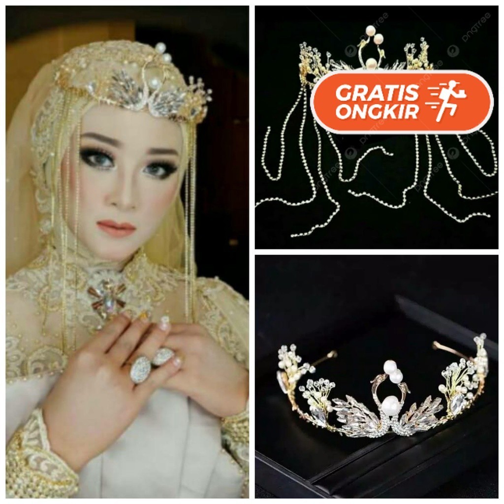 Terlaris ~Angsa Jurai - Mahkota Bentuk Angsa - Wedding Crown - Mahkota Pengantin Bridesmaid Bros Pre