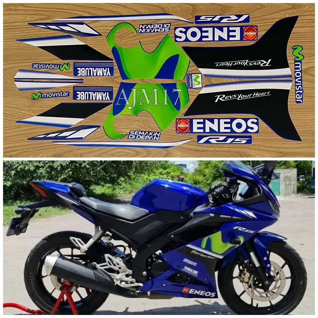 STIKER STRIPING MOTOR R15 2017 BIRU MOVISTAR