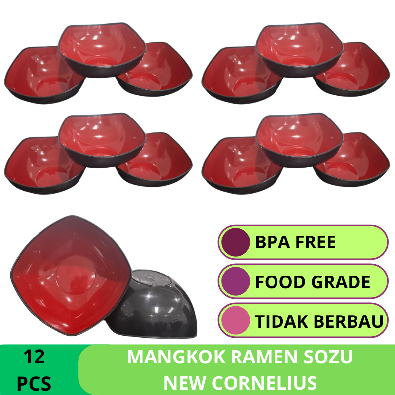 (12PCS) MANGKUK RAMEN PLASTIK SEGI EMPAT/ MANGKUK BAKMI/ MANGKOK RAMEN JEPANG SERBAGUNA MANGKOK SOZU