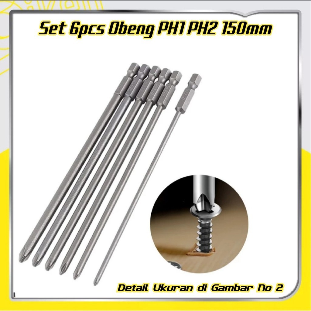 Mata bor Obeng Bunga plus Magnet Magnetic 75mm 8pcs PH1 PH2 Anti Slip SAE