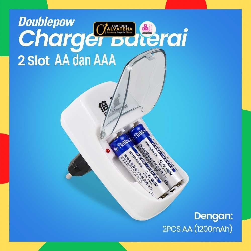Charger Baterai Rechargeable 2 Slot Bateray AA AAA with AA 2 PCS